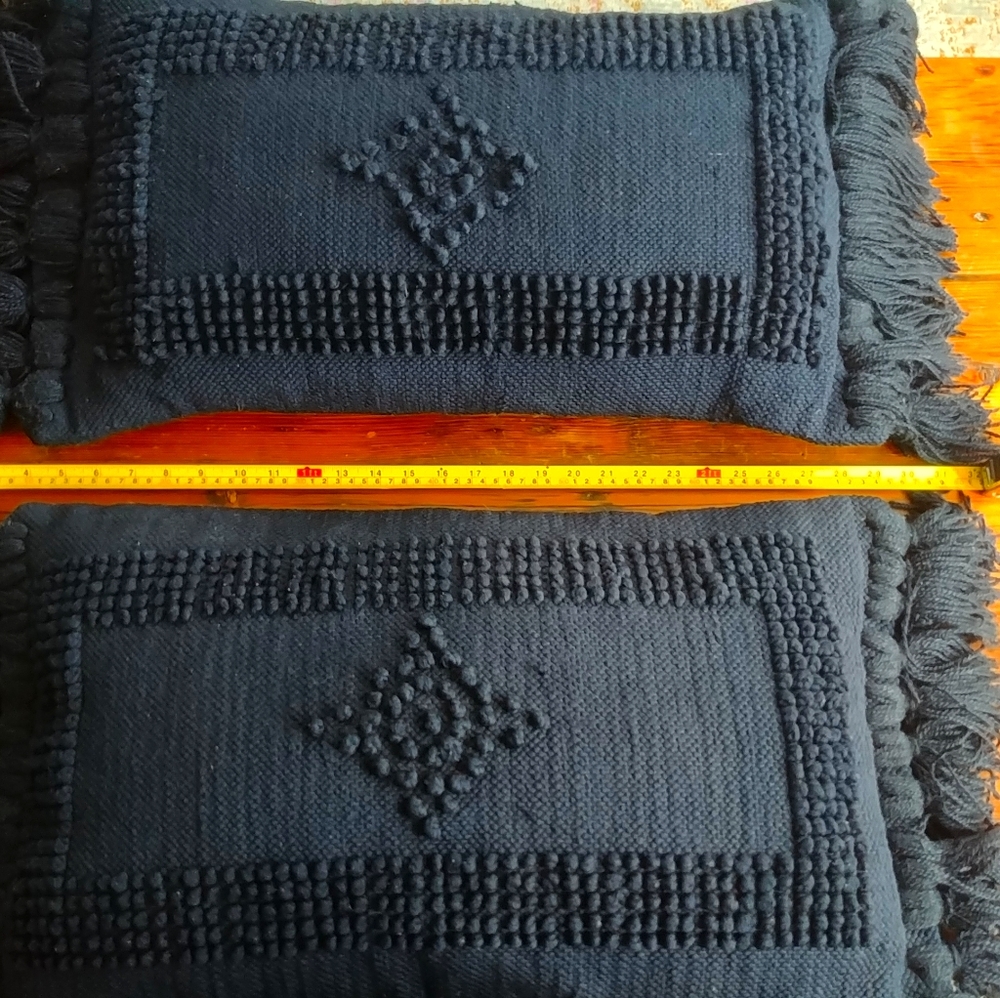 2 navy blue boho pillows